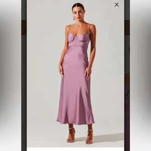 ASTR Florianne Satin Maxi Dress